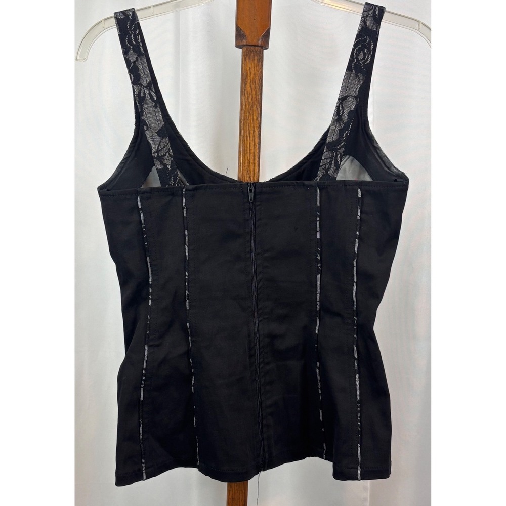 Royal Bones Black Lace Overlay Tank Top - Picture 6 of 10